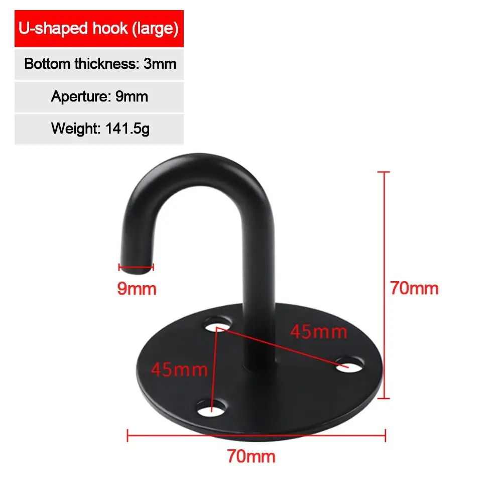1Pcs Durable Pad Eye Wall Hook U/J-Shaped Plate Deck Ceiling Mount Hanger Black Silver Fixed Door Buckle for Fan Lamp