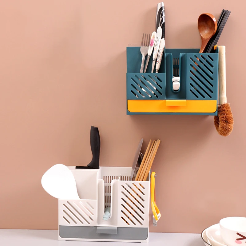 Chopstick Cage Wall Mounted Chopstick Storage Box Wall Mounted Kitchen Utensil Storage Rack Fork Knife Spoon Rack Tableware