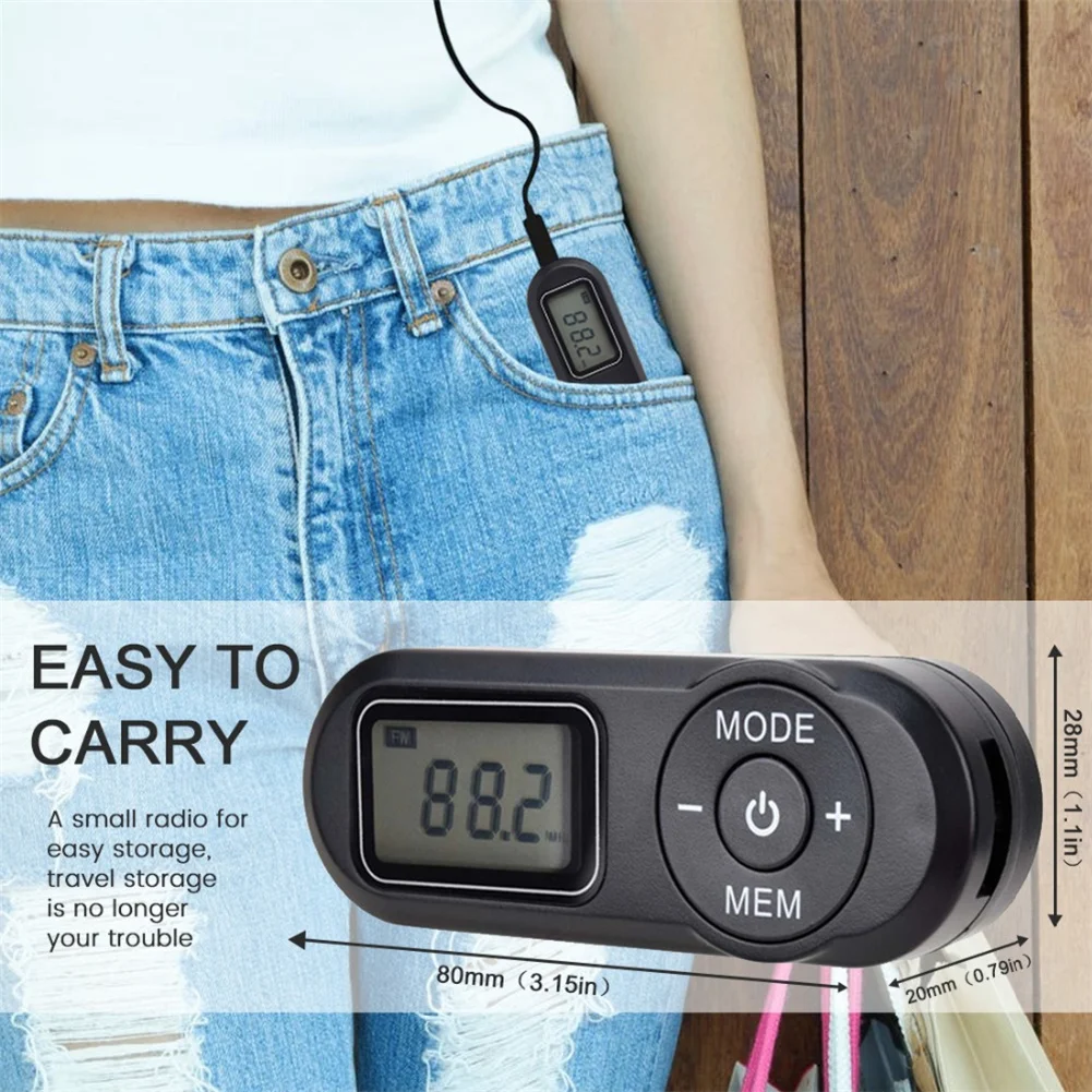 Pocket Fm Radio 64-108Mhz Mini DSP Digital Tuning Stereo Radio Mini Receiver With LCD Screen For Walking Jogging