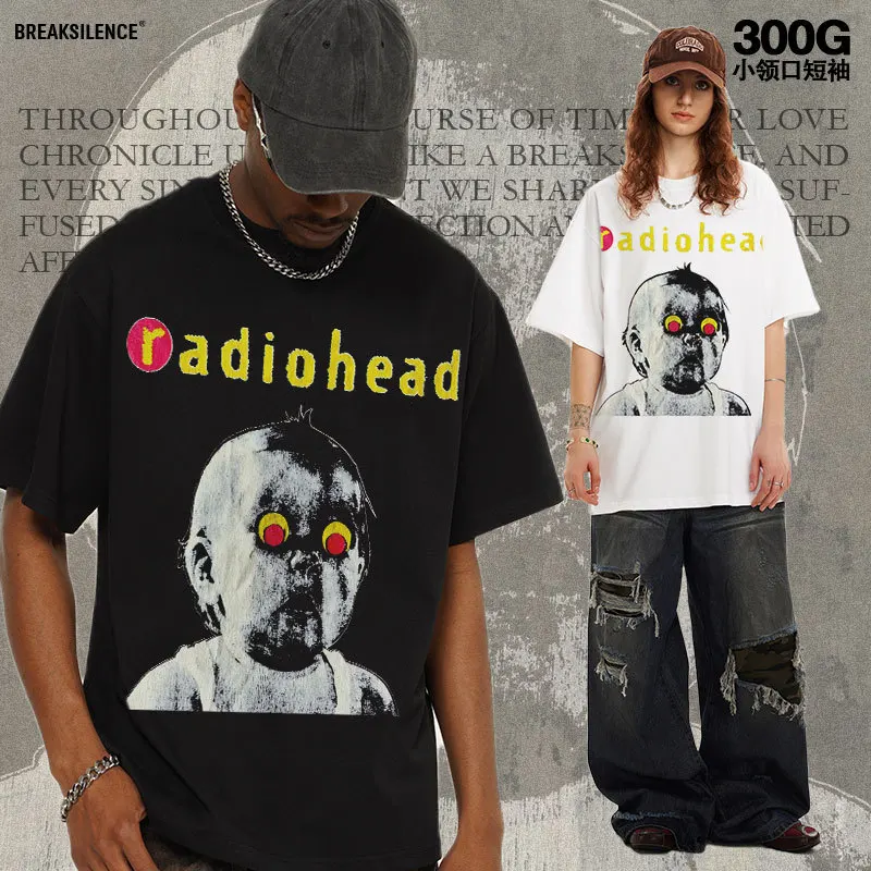 

Radiohead Vintage T-Shirt Urban High-Quality Graphic Tee Breathable Cotton Short-Sleeve Shirt Comfortable Oversized Casual Tee