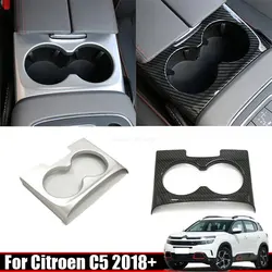 For Citroen C5 Aircross 2018 - 2022 ABS carbon Car Interior Central Control front Water Cup drink Holder panle Trim accessories