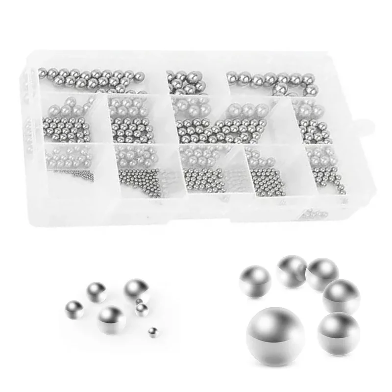 620Pcs Precision Bearing Steel Balls Metal Balls Mini Solid Ball Bearing Beads Assortment Kit 1/2/2.5/3/3.5/4/4.5/5/5.5/ 6/7/8mm
