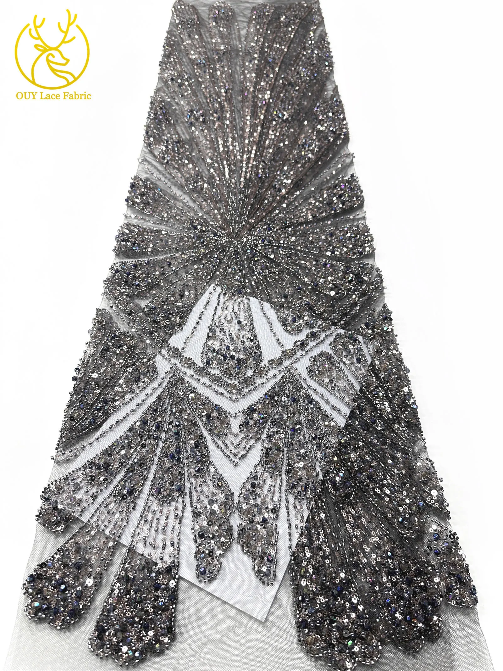 2026 Neuer Afrikanischer Schwer Perlenverzierter Spitzenstoff Hochwertiger Französischer Tüll Pailletten-Spitzenstoff Premium Maßgefertigtes Damen-Abendkleid – Detail 28
