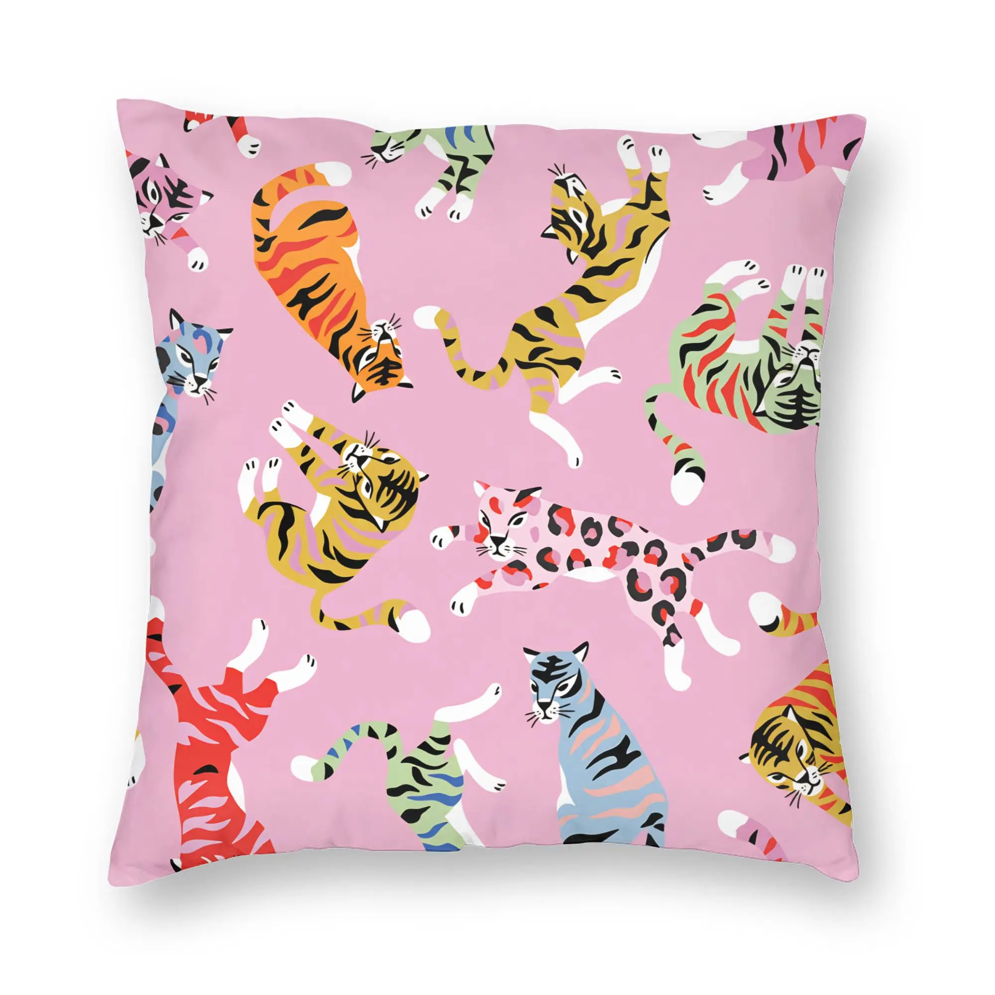 Pillow Cover Colorful Abstract Tiger And Leopard  Funny Pillow Case For Wedding Party Home Decor Pillowcases