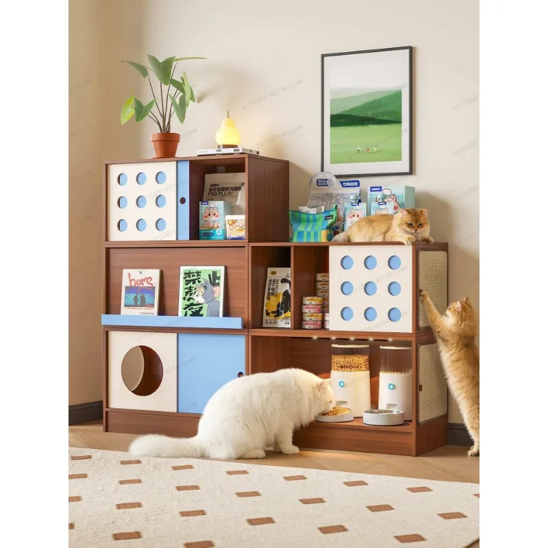 2026 Cat Condo with Litter Box | All-in-One Wooden Pet House & Storage Cabinet