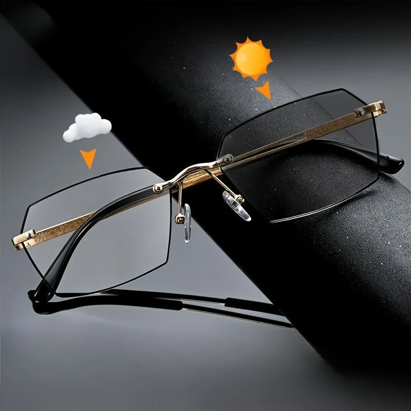 Modische, farbwechselnde Lesebrille im Business-Stil mit sechseckigem Rahmendesign, hochauflösende und langlebige Brille