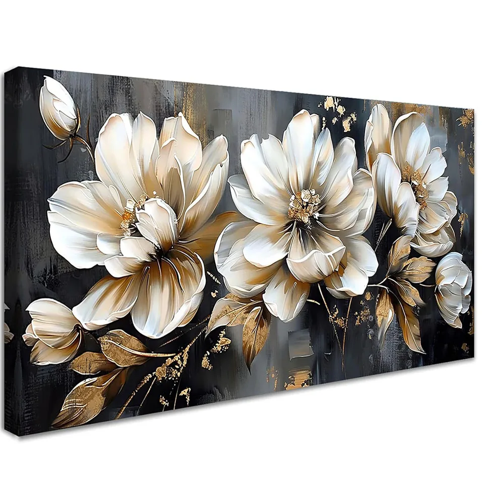 Black and white gold vintage magnolia flower Diamond Painting,5D DIY Diamond Embroidery,Cross Stitch, Full Square, Home Decor,