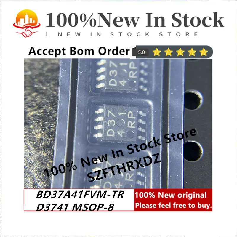 100% NEW ORIGINAL BD37A41FVM-TR MSOP-8 D3741 MSOP8 Processor Supervisor 4.1V 1 Active High/Open Drain Automotive 8-Pin