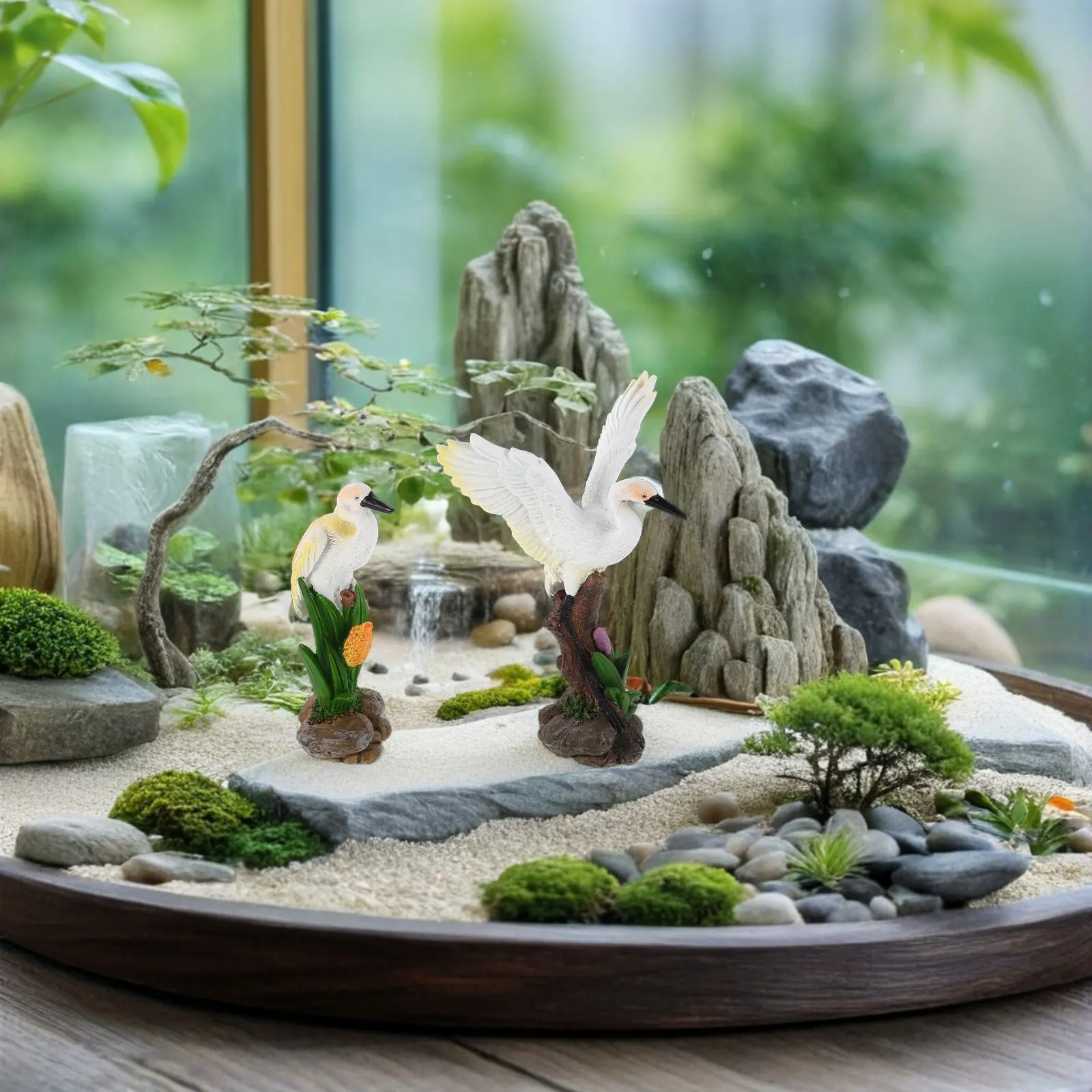 

2Pcs Resin Statue Bird Sculpture Realistic Simulation Home Desktop Ornament Garden Bonsai Decoration Garden Decor