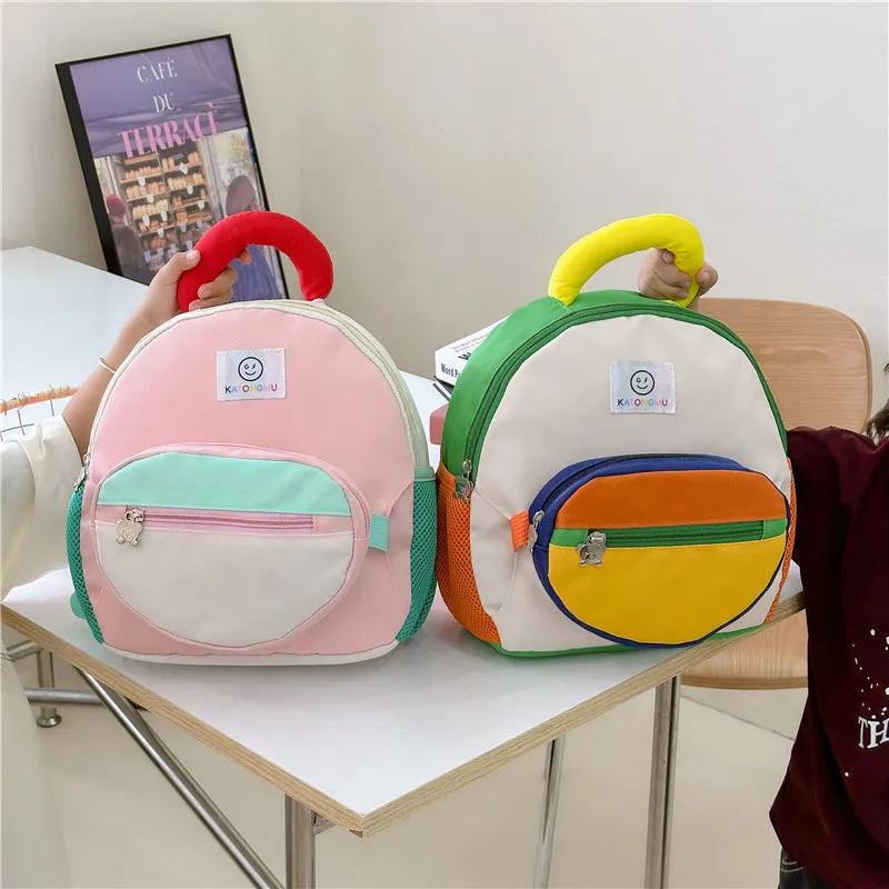 Children backpack new Korean style splicing kindergarten schoolbag boys and girls can be disassembled and used baby backpack