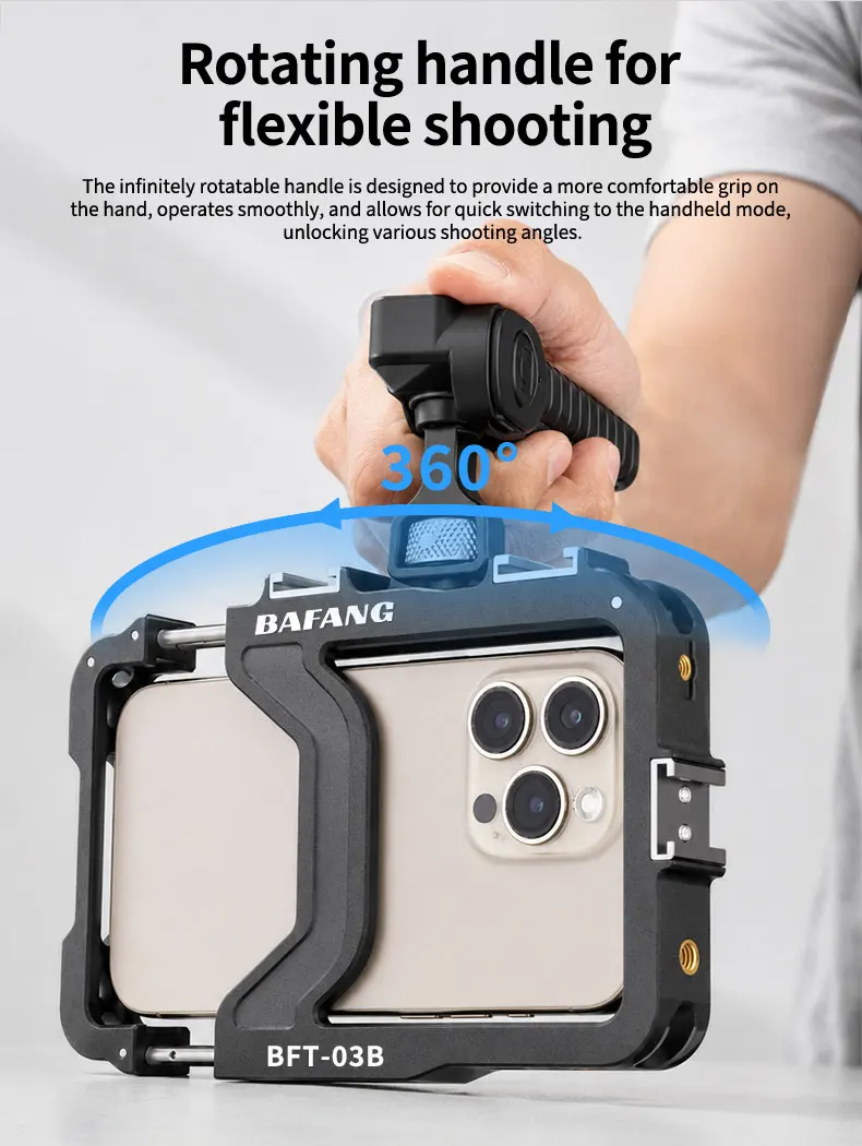Universeller Smartphone-Videokäfig mit Griffen, 67mm Filteradapter-Rig mit Black Mist für iPhone 17 16 Pro Max Samsung S26 – Detail 7
