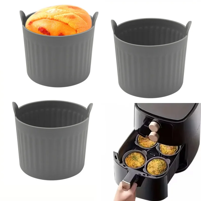 

2/4Pcs Silicone Air Fryer Baking Ramekins Muffin Egg Poacher Cupcake Baking Cups Nonstick Easy Release Microwave Oven Moulds