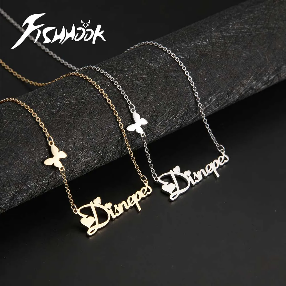 

Butterfly Personalized Custom Name Necklace for Women Men Girl Couple Choker Gift Chain Stainless Steel Pendant Metal Jewelry