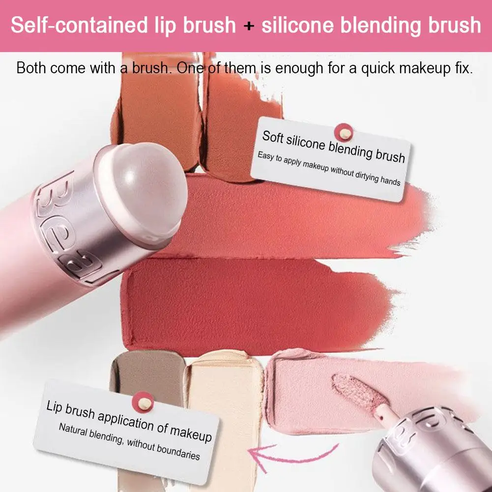 Vernis à lèvres en velours crème polyvalente, boue à lèvres, fard à joues polyvalent à double usage, rouge à lèvres pour joues, poudre mate, ombre à lèvres E7O4