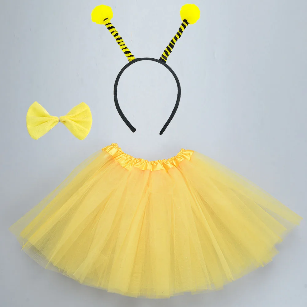 Kids Girl Animal Yellow Bee Ant Ladybird   Headband Tutu Skirt Tie Tail  Party Gift      Birthday Halloween Costume Cosplay