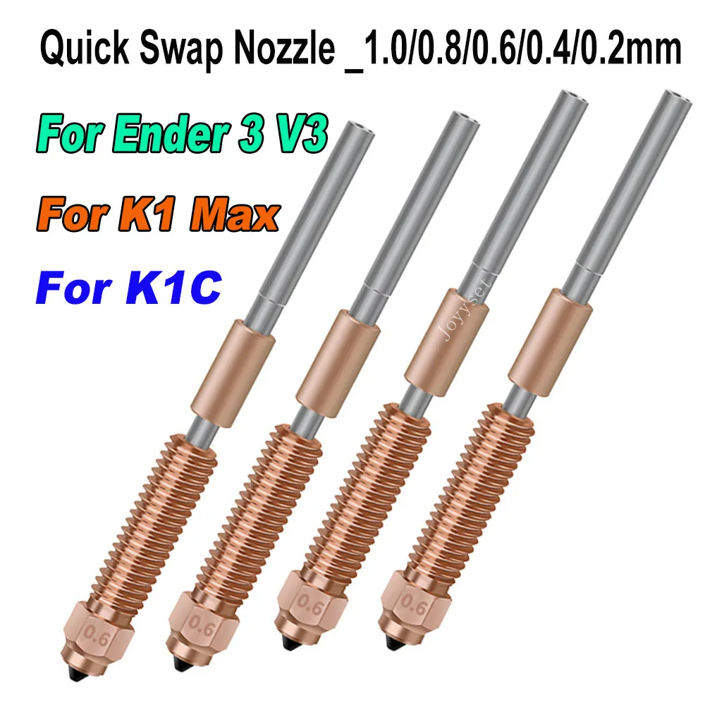 

For Creality K1 Max K1C Ender-3 V3 Quick-Swap Nozzle 0.2/0.4/0.6/0.8/1.0mm Hardened Steel Nozzle Upgraded High-Speed Printing