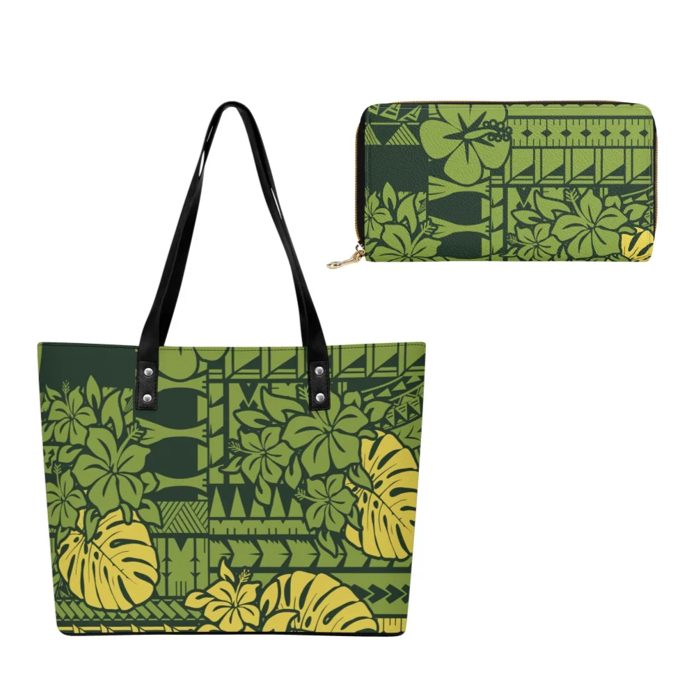 

Сумки с гавайским принтом, дорожные женские сумки, новые цветные наборы кошельков и сумок, комбинированные наборы полинезийских сумок для покупок на заказ