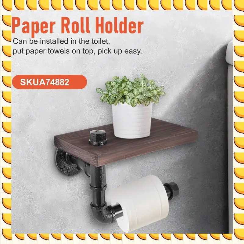 

BAAU деревенский промышленный держатель для рулона туалетной бумаги, плавающий держатель для труб для дома/ванной комнаты, настенная полка
