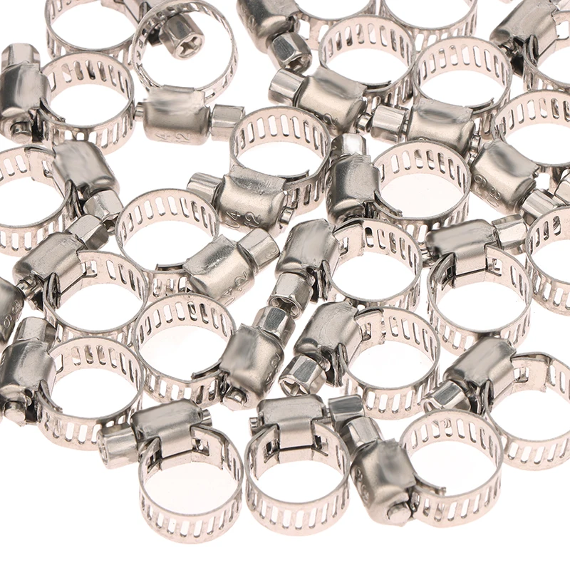 Kit de braçadeira de mangueira de aço inoxidável 304, 100 peças-6mm a 44mm, linha de combustível e clipes de tubulação de água, conjunto durável de fixadores de mangueira de vários tamanhos