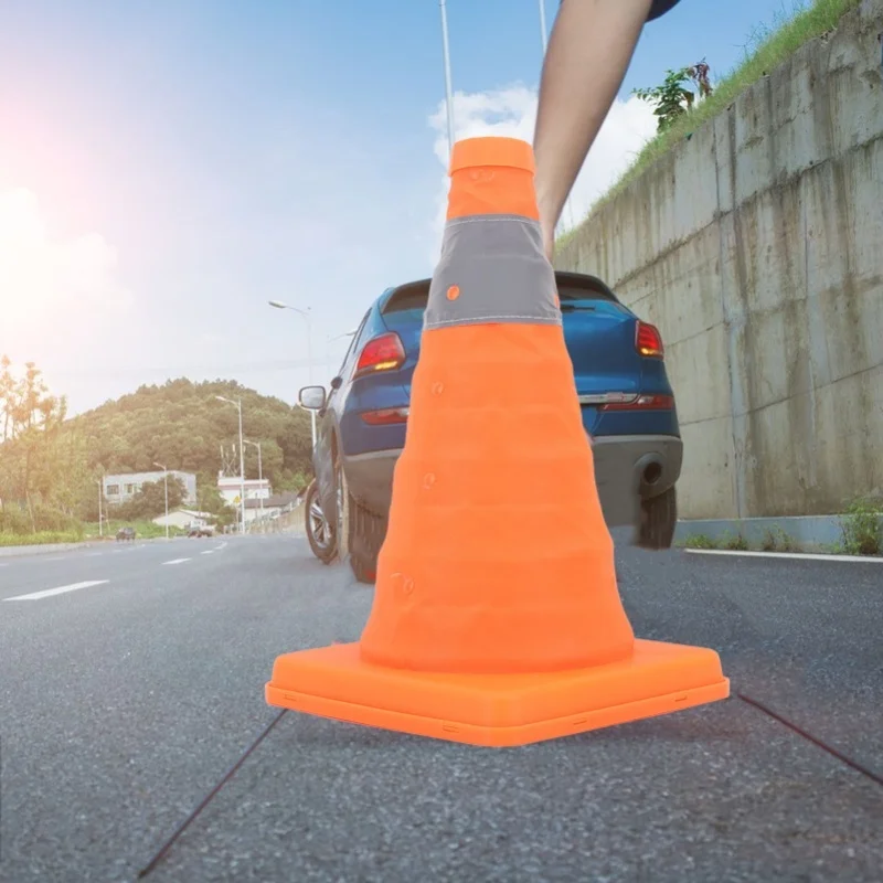 Traffic Safety Cones Reinforced Base Folding Foldable Reflective Traffic Cones 30cm Height