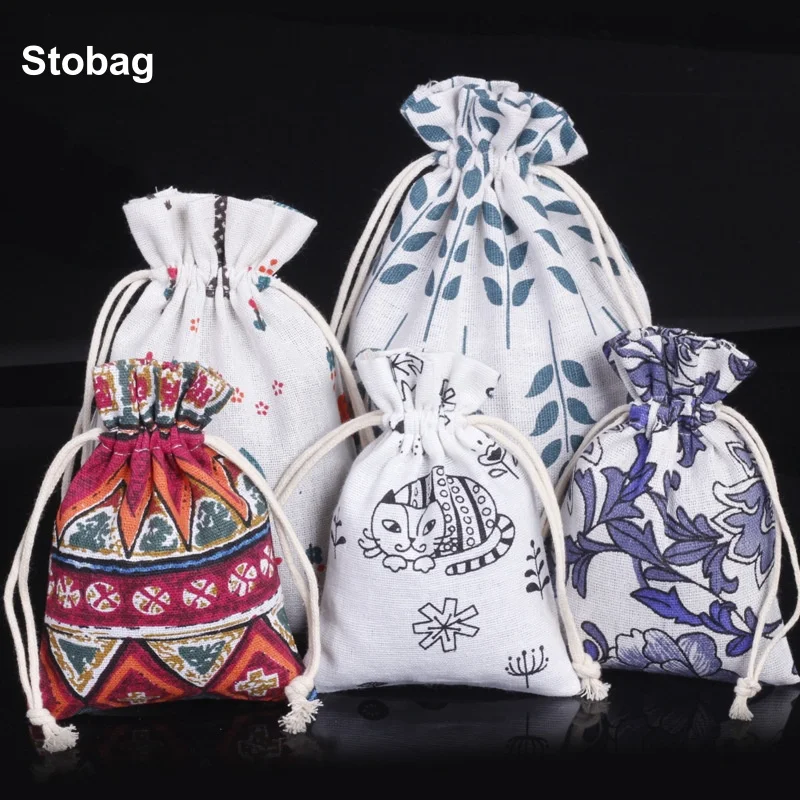 

StoBag 50pcs Wholesale Linen Cotton Bags Drawstring Cloth Candy Gift Jewelry Packaging Storage Bundle Pocket Reusable Pouches