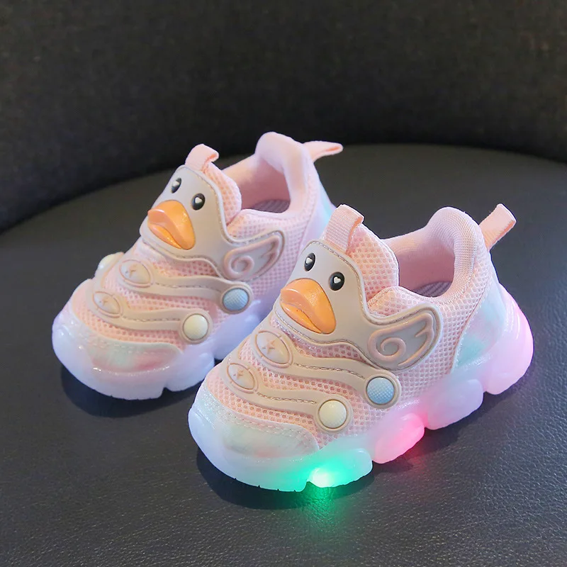 Spring Baby Shoes Girls' Light up Shoes Mesh Breathable Non-Slip Boys Toddler Shoes Non-Slip Soft Bottom Hair Generation