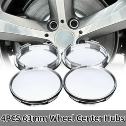 4PCS 63mm No Logo Universal ABS Plastic Car Wheel Center Cap Hubcap Chrome Silver Car Vehicle Rim Hub Cap Auto Replacement Part