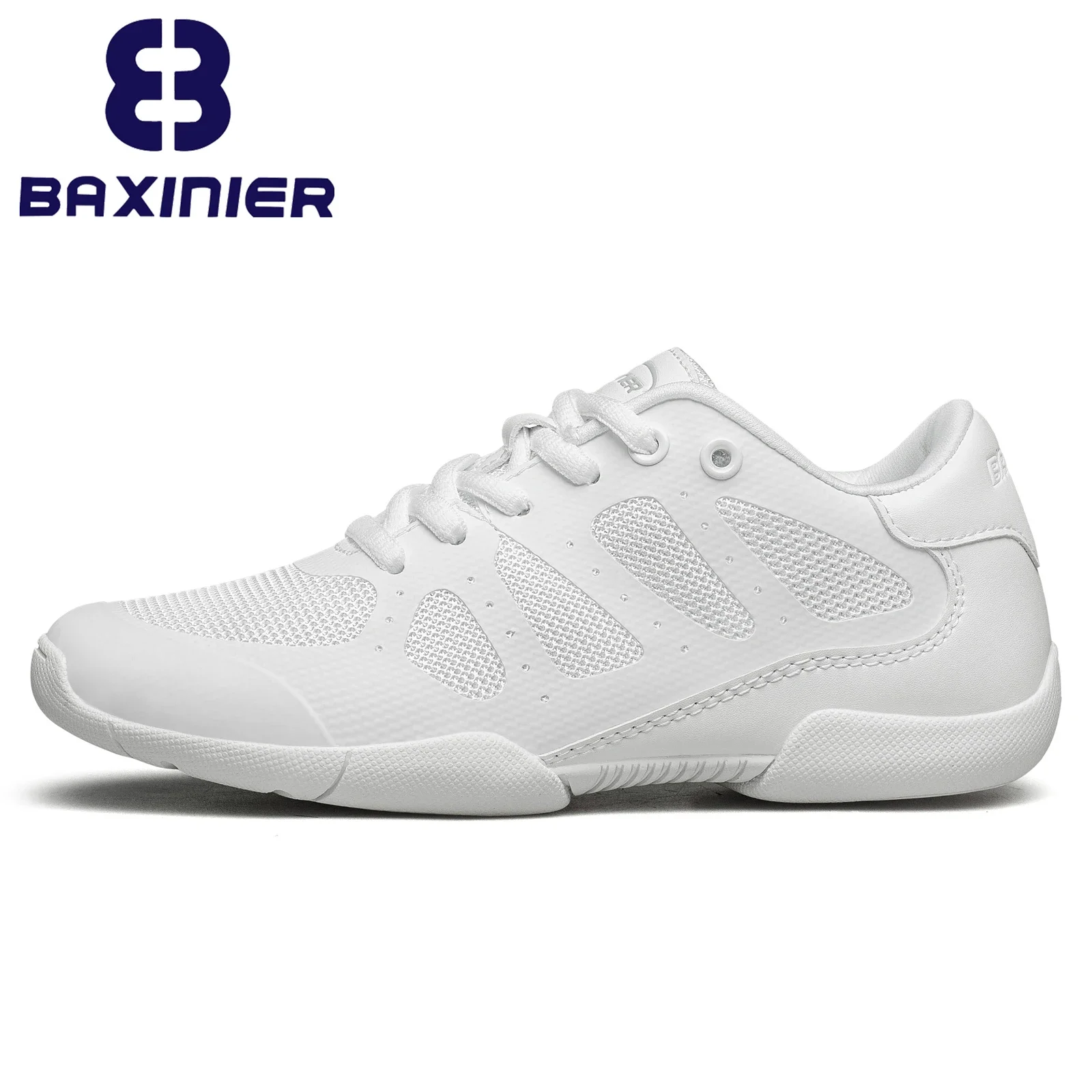 BAXINIER Girls Cheer Shoes White Cheerleading Dance Shoes Kids Athletic Training Tennis Shoes Youth Competition Sneakers