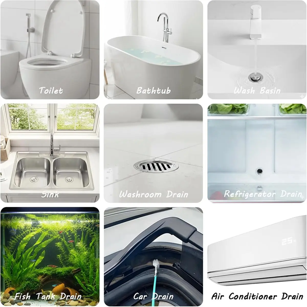 【AT48】 NEW 61 Inch Hair Clog Remover, Steel Sink Drain Cleaner Tool for Toilet, Kitchen Sink & Bathroom Tub