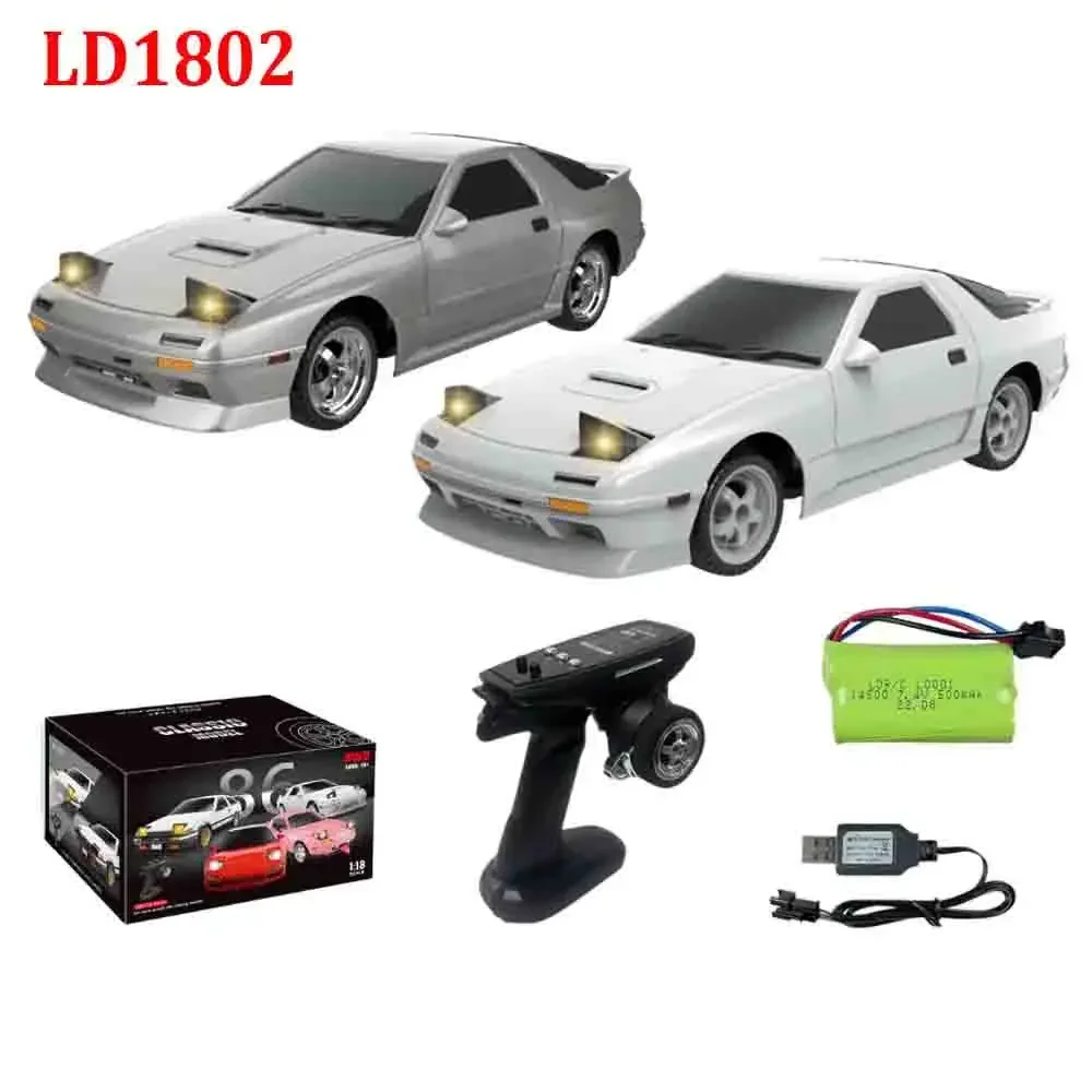 LDRC 1802 1:18 RX7-FC 2.4G Drift Remote Control Car with Gyroscope Metal Drive Shaft Suitable for Adults/Teenagers/Drift Toys