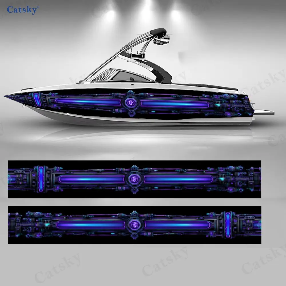 Iridescent Core Boat Stickers, PVC Waterproof Durable Vinyl Wrap Decals for Fishing Boats, Durable and Stylish Design