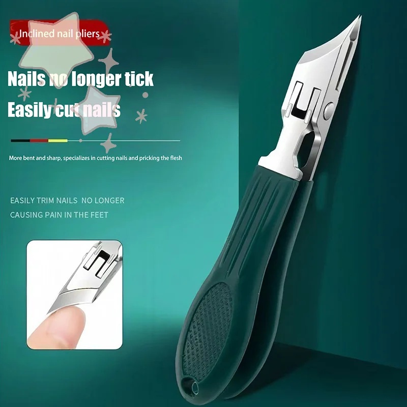 Curved Anti Splash Nail Clippers Large Opening Diagonal Pliers Special Toenail Cutter Sharp Manicure Pedicure Tools