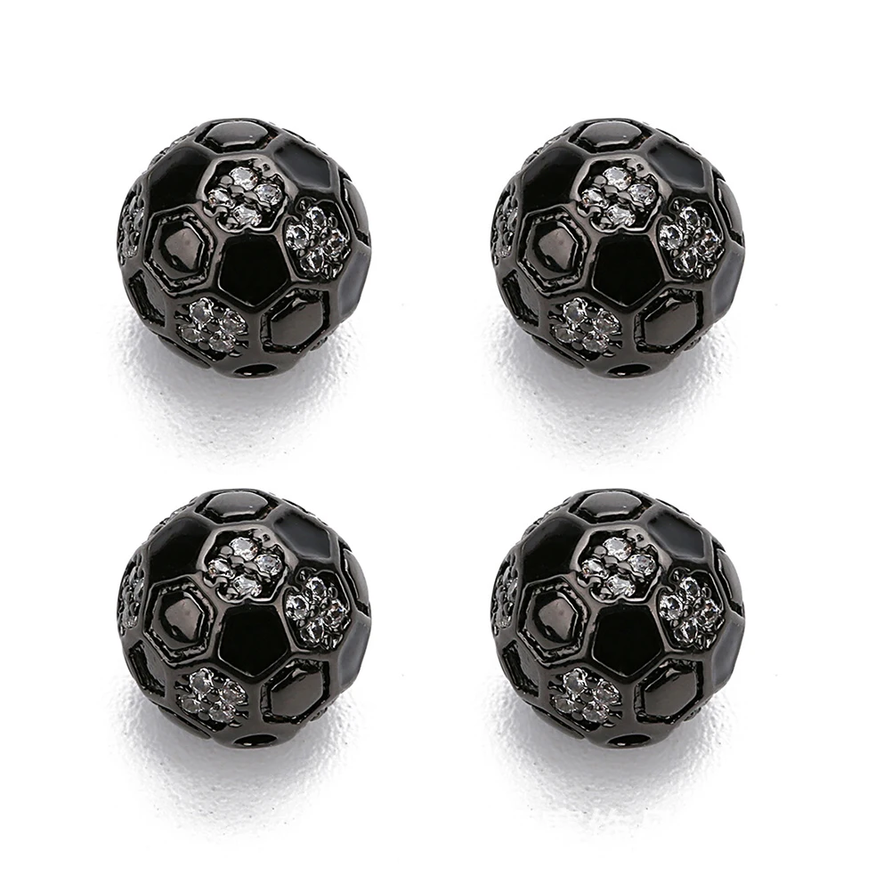 

2 pcs Gold-plated Zircon Beads Spacer Pendants Football Shape Jewelry Making DIY Accessories Mini Hole Beads Charms