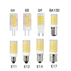 1PCS AC220V 110V G4 G9 E12 E14 E17 BA15D LED Corn Bulb 5W 3000k 4000k 6000k Crystal Chandelier Ceilling Pendant Cabinet Lamp