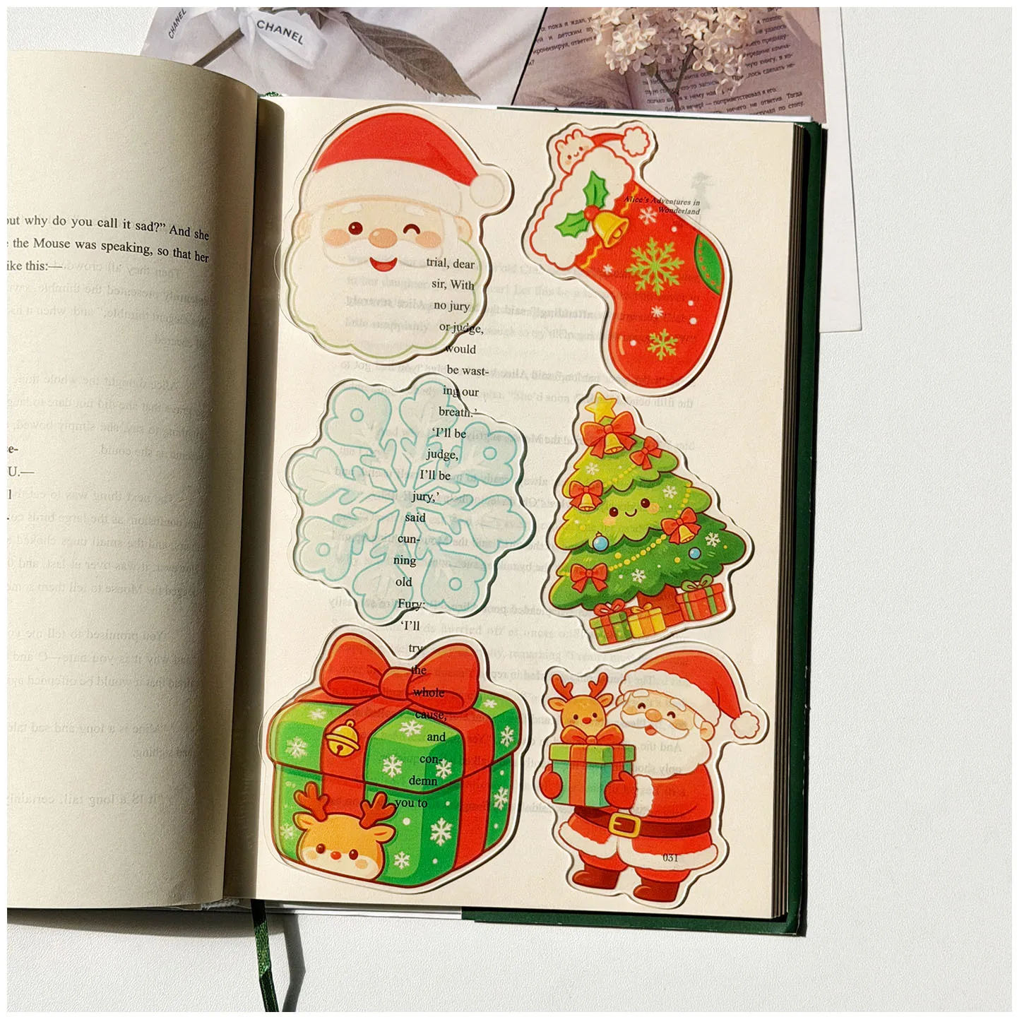 Mini Simulation Santa Claus Shaped Acrylic Bookmark Page Marker Transparent Journal Scrapbooking Stationery Christmas Gift