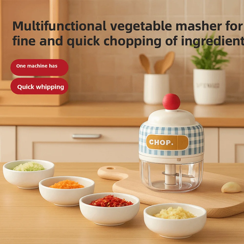 

Mini Portable Electric Garlic Chopper Multifunctional Food Processor Kitchen Gadget Vegetable Grinder Wireless Garlic Crusher