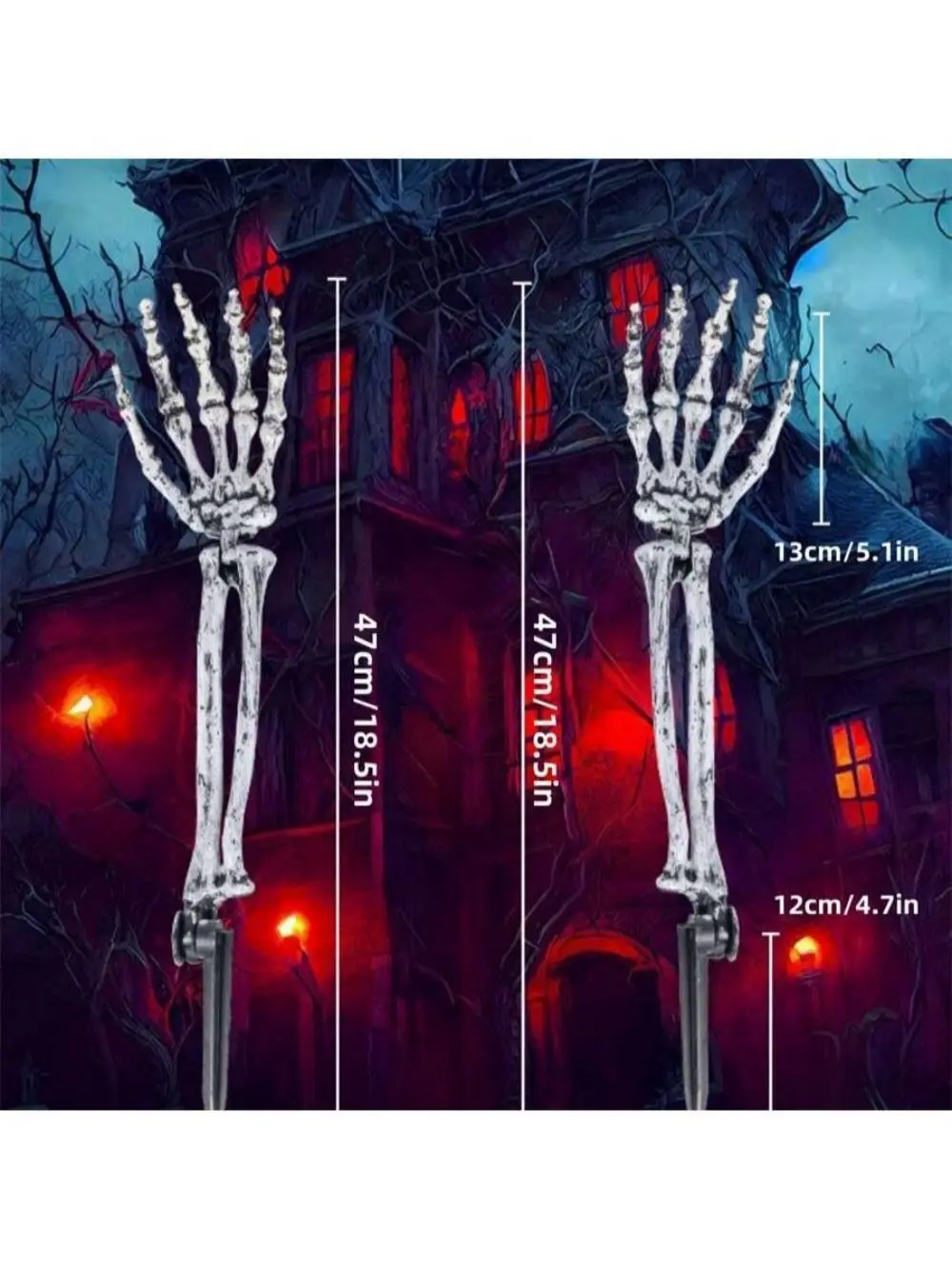 1pair Halloween Skeleton Arm Halloween Decoration Skeleton Hand Arm for Indoor Outdoor Lawn Yard Decoration