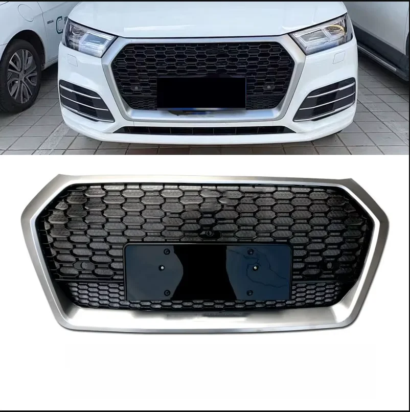 For Audi Q5 SQ5 2018 2019 2020 RSQ5 Style Black Grille Grill Black Rings Camera Mount