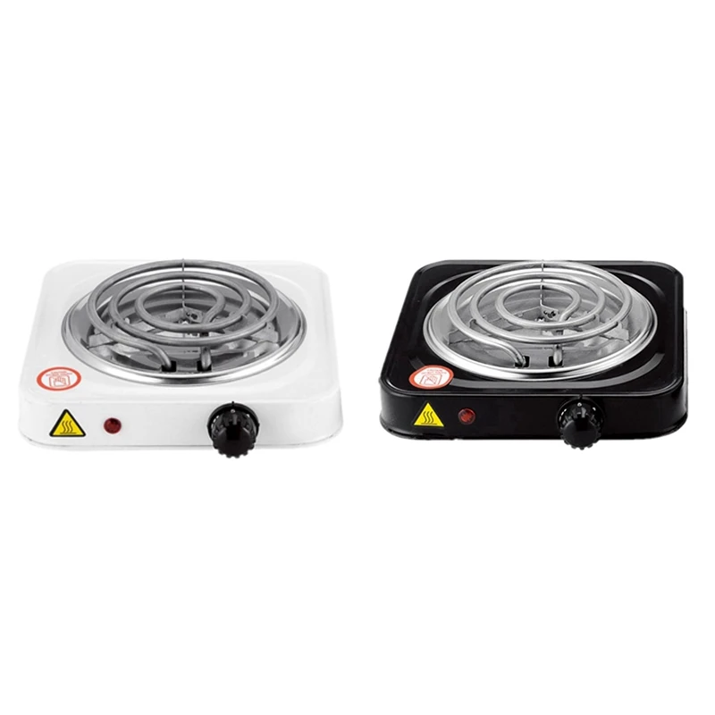 Electric Single Burner Cooktop Compact Portable Adjustable Temperature Hot Plate,1500W, White & Stainless Eu Plug