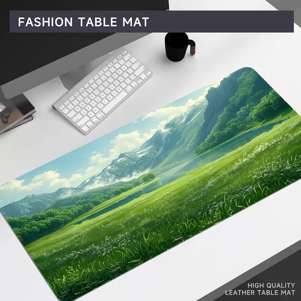 Rural Green Mousepad 80x30cm XL Lockedge Office Computer Desk Mat Table Keyboard Big Mouse Pad Laptop Cushion Non-slip for Teen