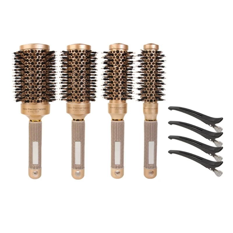 Heat Resistant Golden Ceramic Hair Brush For Styling And Detangling Smooth Hair Straightening Dropshipping