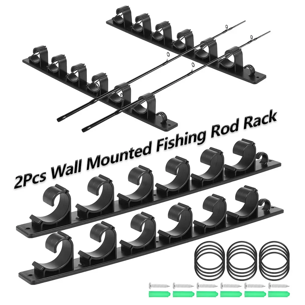 2Pcs Wall Mounted Fishing Rod Rack Plastic Fishing Rod Storage Rack ...