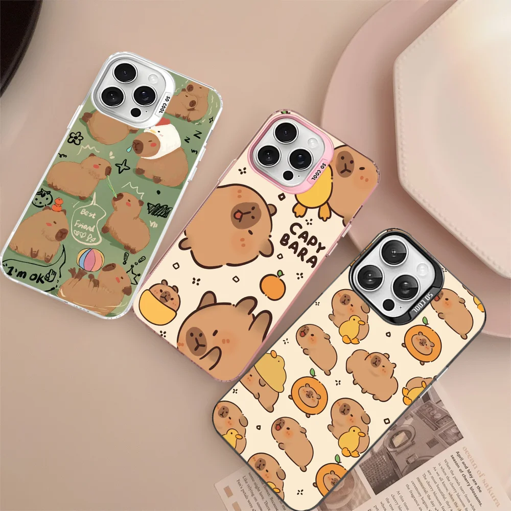 

Cute Capybara Phone Case For iPhone 16 15 14 13 12 11 Pro Max X XR XSMAX 8 7 Plus Matte Shockproof Back Cover