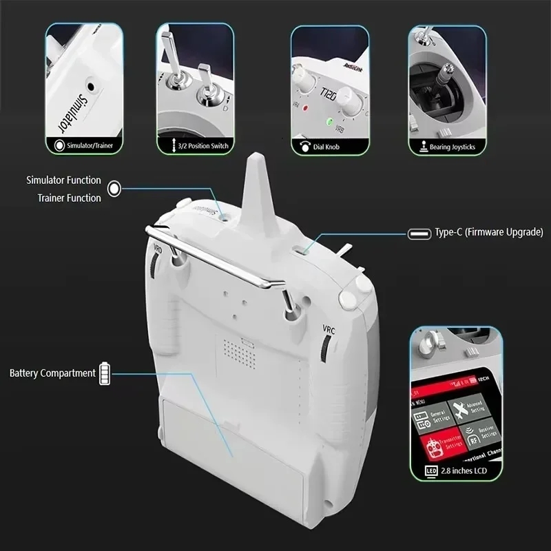 RadioLink 新型T12D 12チャンネル RC送信機 2.4GHz R16F受信機付き リモートコントローラー FPVドローン 固定翼機 飛行機 車用