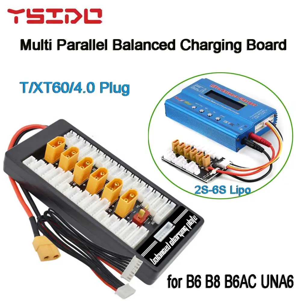 Multi Parallel Balanced Charging Board 2S-6S Lipo T/XT60/4.0 Plug for RC Battery Charger B6AC A6 Parallel Charging Plate Board