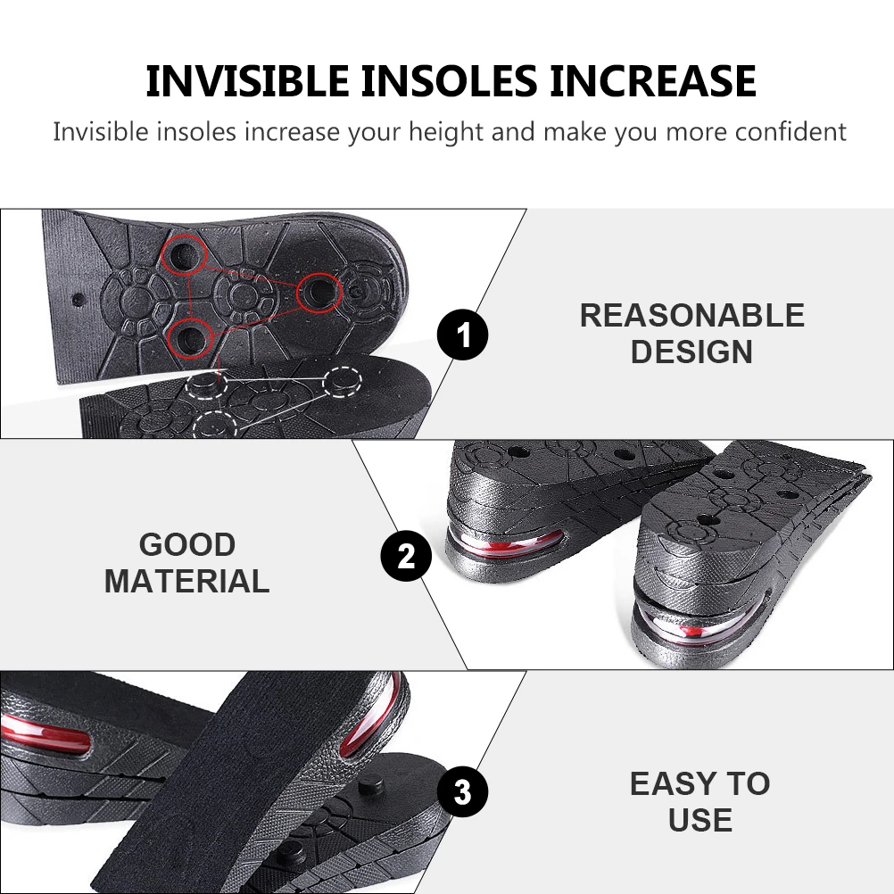 

Unisex Invisible Insoles Height Increase Shockproof Lightweight Comfortable Fit Most Shoes Sneakers Boots Inner Heightening Shoe
