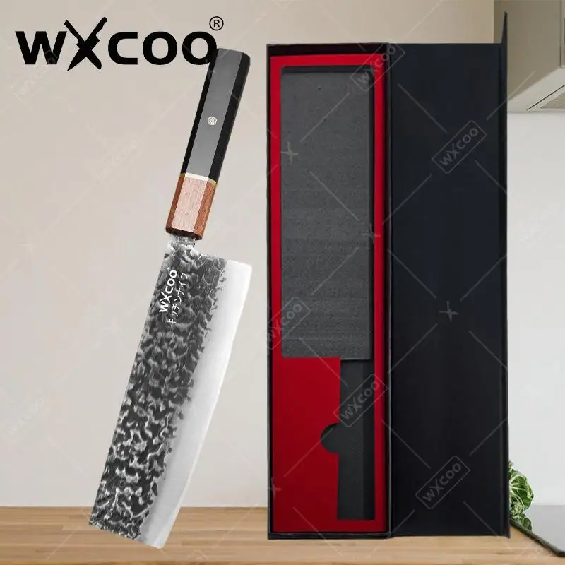 

WXCOO 6.8" Nakiri Knife Professional Kitchen Cooking Tools Hand Forged Japanese Chef Knives Slicing Vegetables Cutting Cleaver