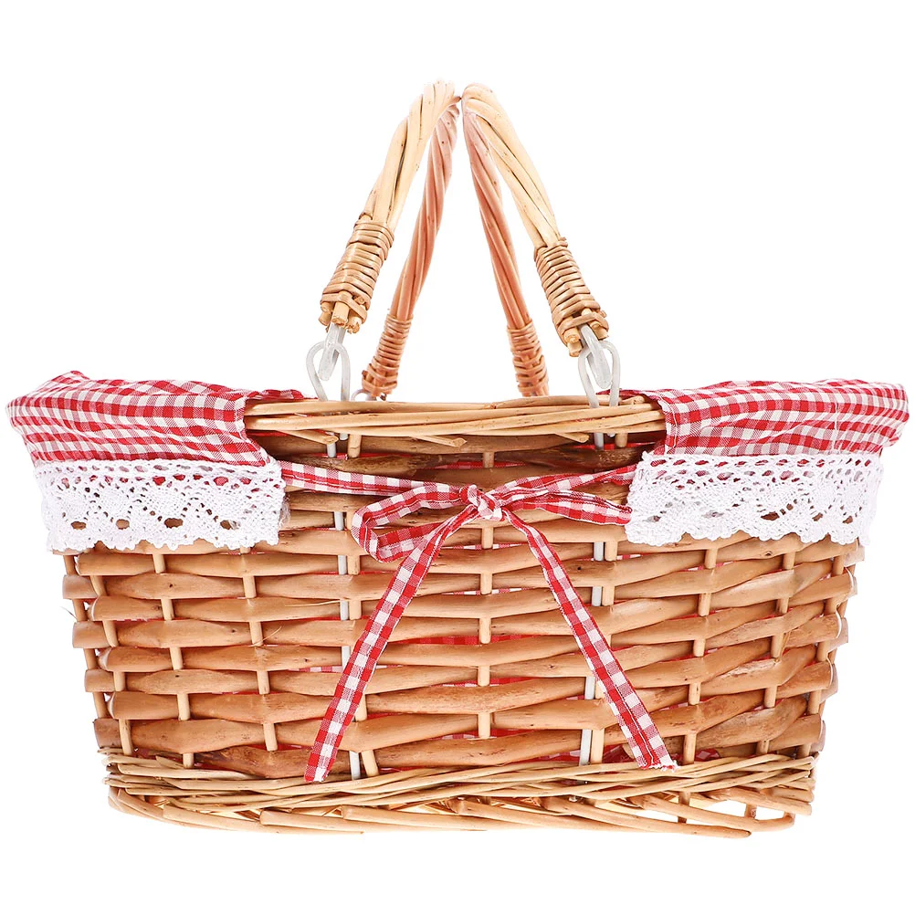 

Large Wicker Picnic Basket Spacious Design Family Outings Social Gatherings Foldable Market Basket Rustic Style Home Storage