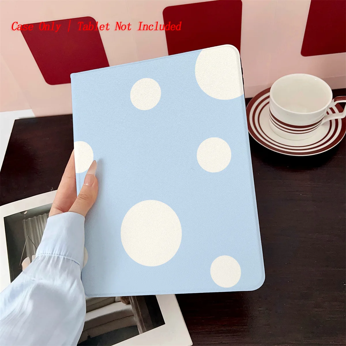 

Fresh Blue Background & White Rings Print iPad Case for Mini 5/6/7 7.9/8.3 Shockproof Silicone Bumper with Stand