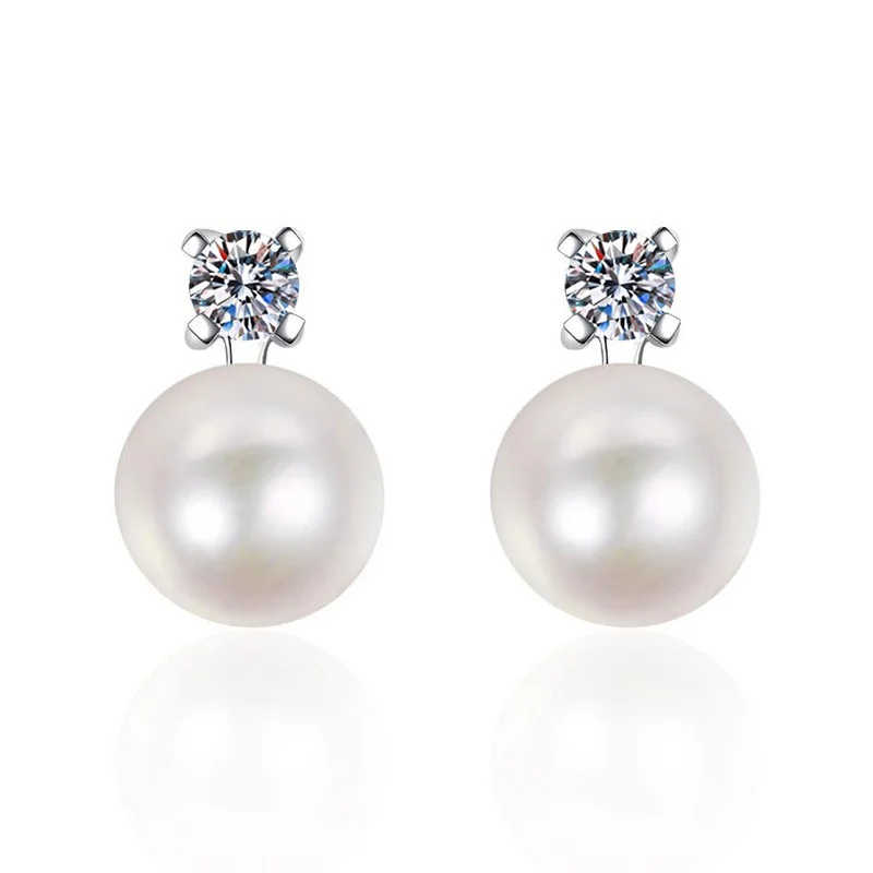 

E081 Lefei Fashion Trend Simple Moissanite Classic Lamp Bulb Pearl Earring For Women Real 925 Sterling Silver Party Jewelry Gift